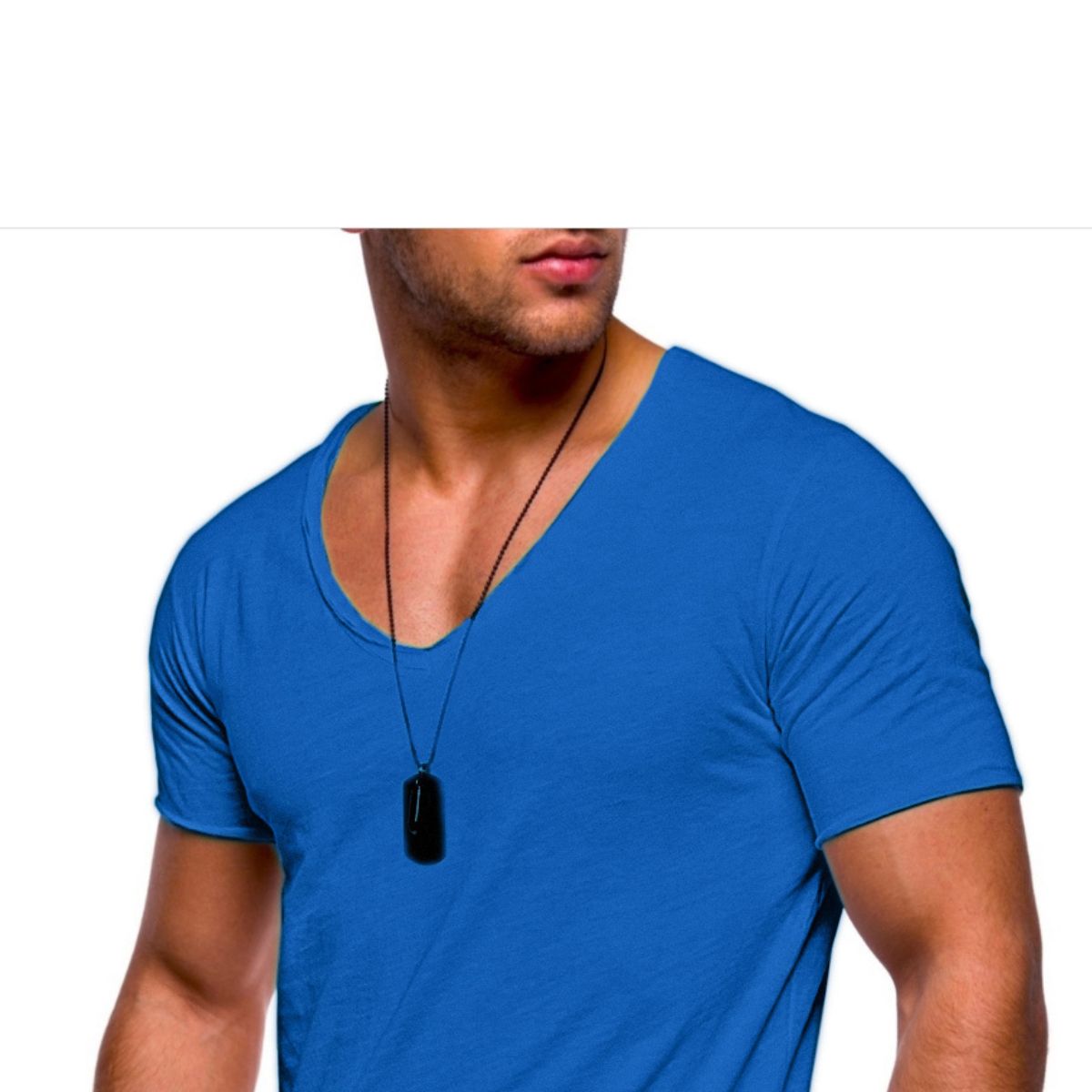 Ανδρικό T-Shirt V Μονόχρωμο (561) - BLUE ROYAL - Panda Clothing